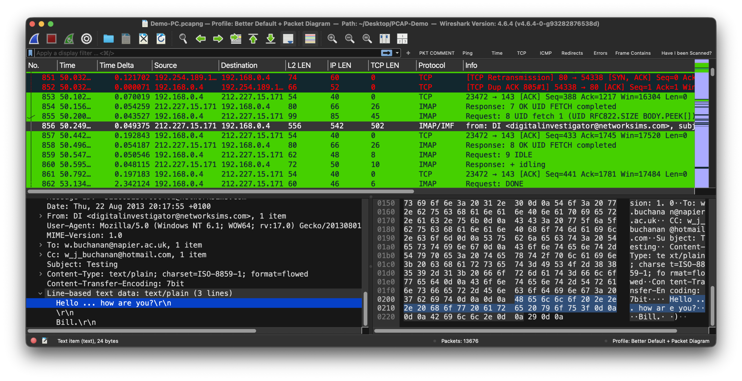 Wireshark capture before sanitizing