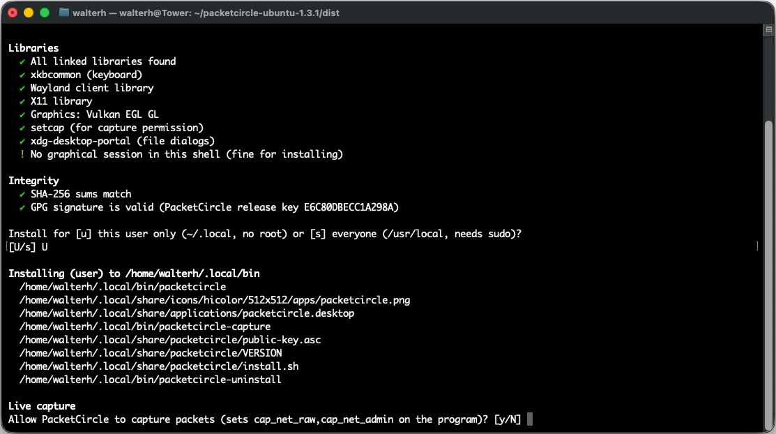 The installer installing for one user
